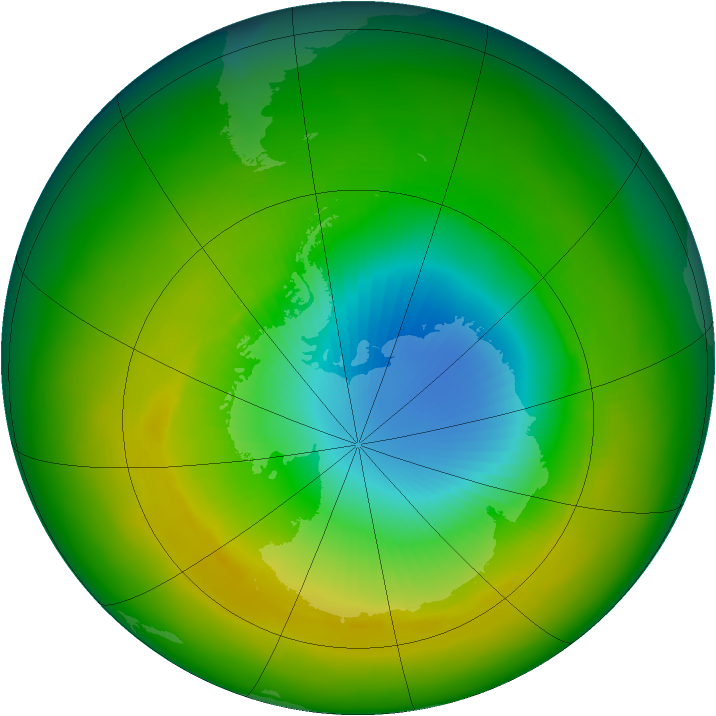 Antarctic ozone map for November 1984
